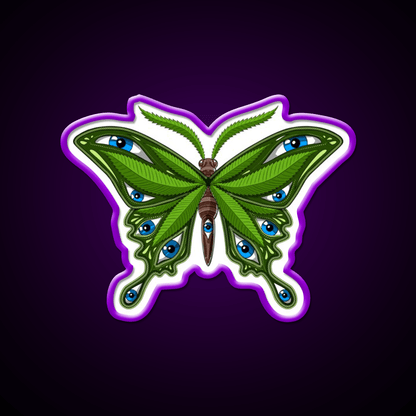 Psychedelic Butterfly Hemp Inspired Green Leaf Led Neon Sign Rgb Color - Shineneon