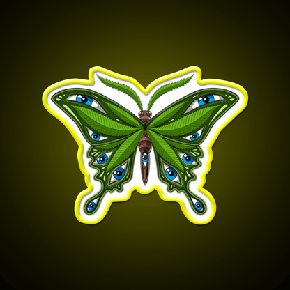Psychedelic Butterfly Hemp Inspired Green Leaf Led Neon Sign Rgb Color - Shineneon
