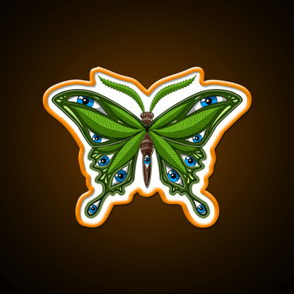 Psychedelic Butterfly Hemp Inspired Green Leaf Led Neon Sign Rgb Color - Shineneon