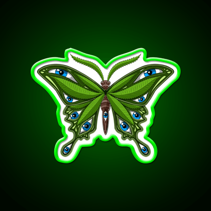 Psychedelic Butterfly Hemp Inspired Green Leaf Led Neon Sign Rgb Color - Shineneon