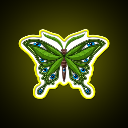 Psychedelic Butterfly Hemp Inspired Green Leaf Led Neon Sign Rgb Color - LED neon sign view 7