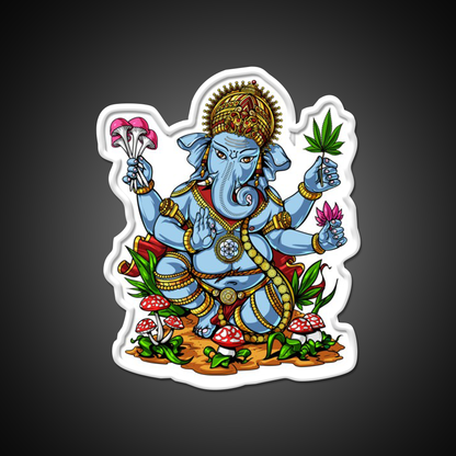 Psychedelic Ganesha Hemp Inspired Green Leaf Led Neon Sign Rgb Color - LED neon sign view 11