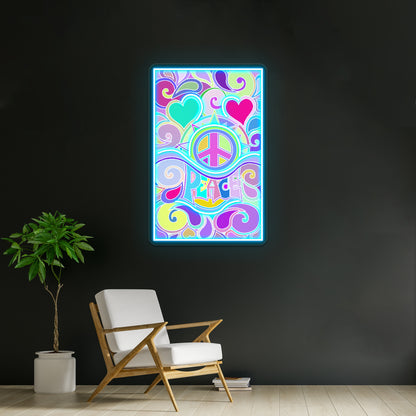 Psychedelic Hippy Retro Peace Art Wall Artwork Neon Signs