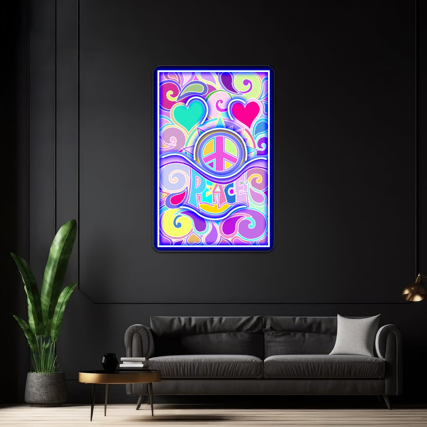 Psychedelic Hippy Retro Peace Art Wall Artwork Neon Signs