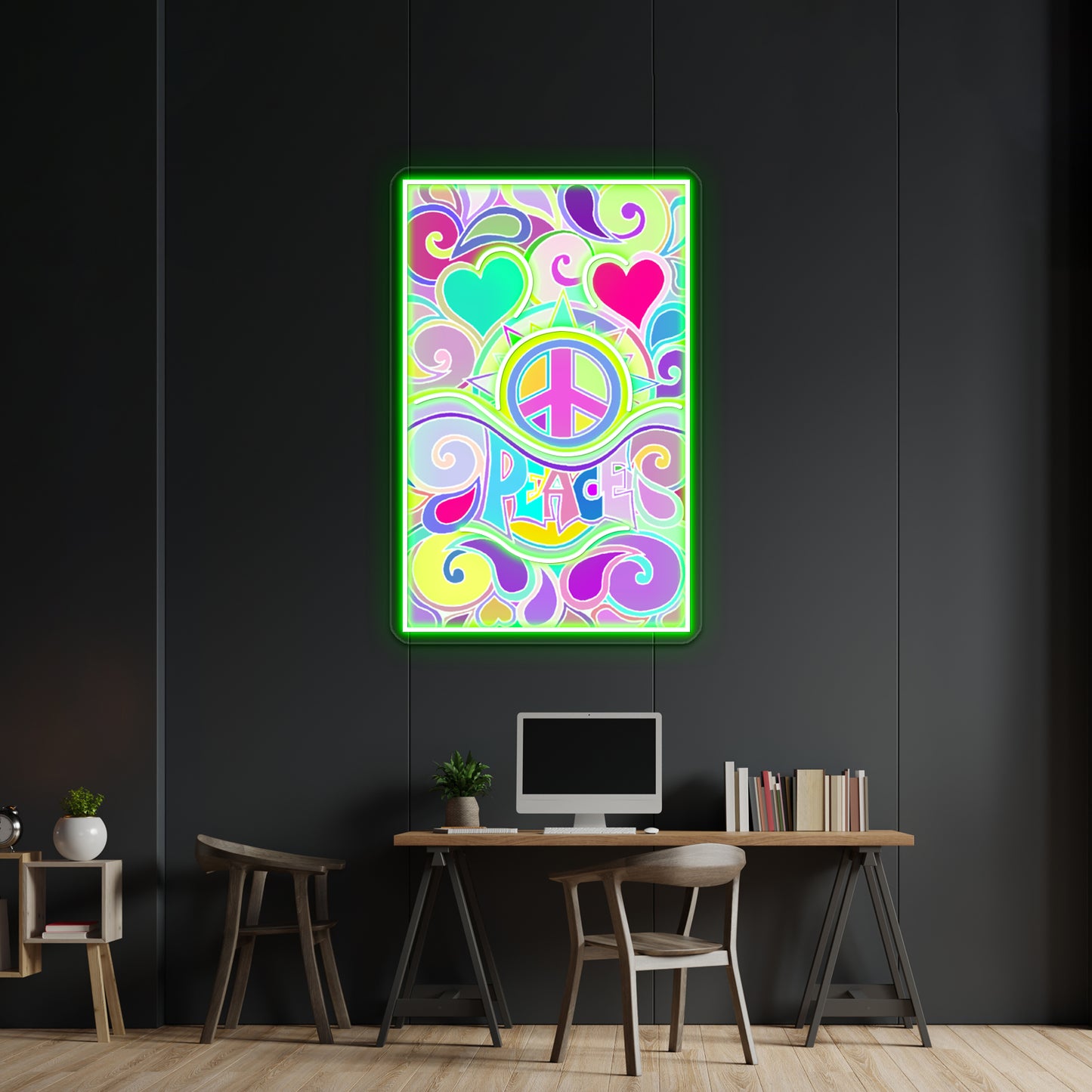 Psychedelic Hippy Retro Peace Art Wall Artwork Neon Signs