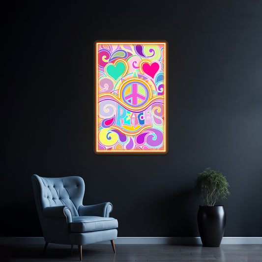 Psychedelic Hippy Retro Peace Art Wall Artwork Neon Signs