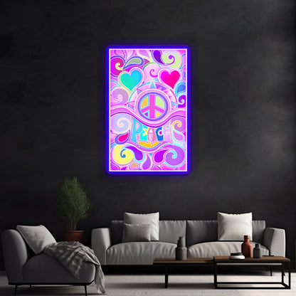 Psychedelic Hippy Retro Peace Art Wall Artwork Neon Signs