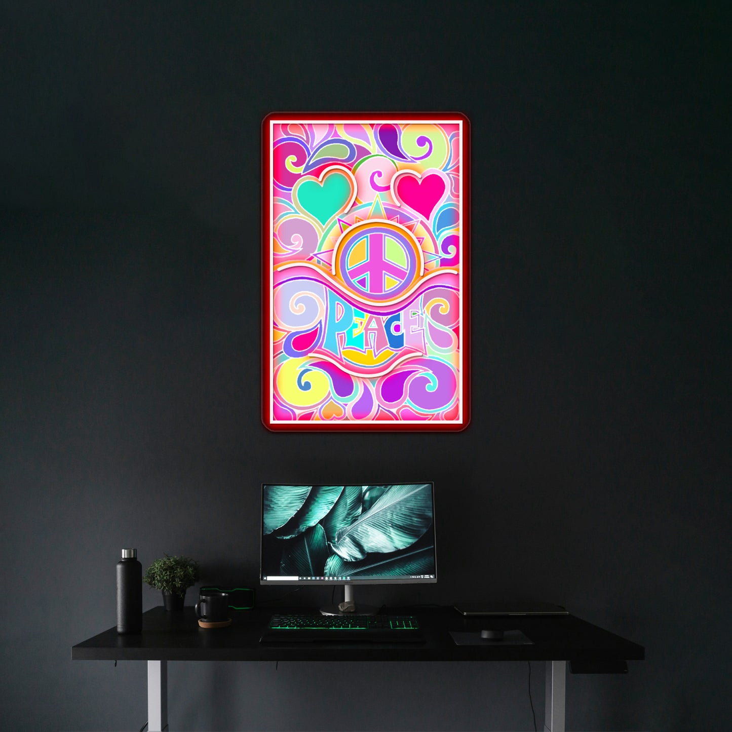 Psychedelic Hippy Retro Peace Art Wall Artwork Neon Signs