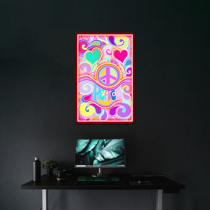 Psychedelic Hippy Retro Peace Art Wall Artwork Neon Signs