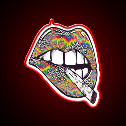 Psychedelic Lips Trippy Acid Joint Hemp Inspired Green Leaf Led Neon Sign Rgb Color - LED neon sign view 10