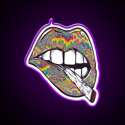 Psychedelic Lips Trippy Acid Joint Hemp Inspired Green Leaf Led Neon Sign Rgb Color - Shineneon
