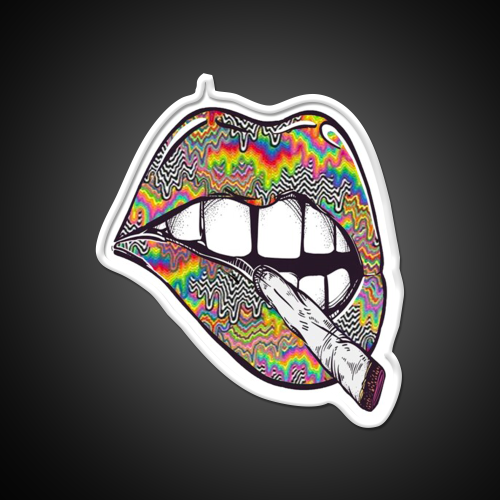 Psychedelic Lips Trippy Acid Joint Hemp Inspired Green Leaf Led Neon Sign Rgb Color - LED neon sign view 11
