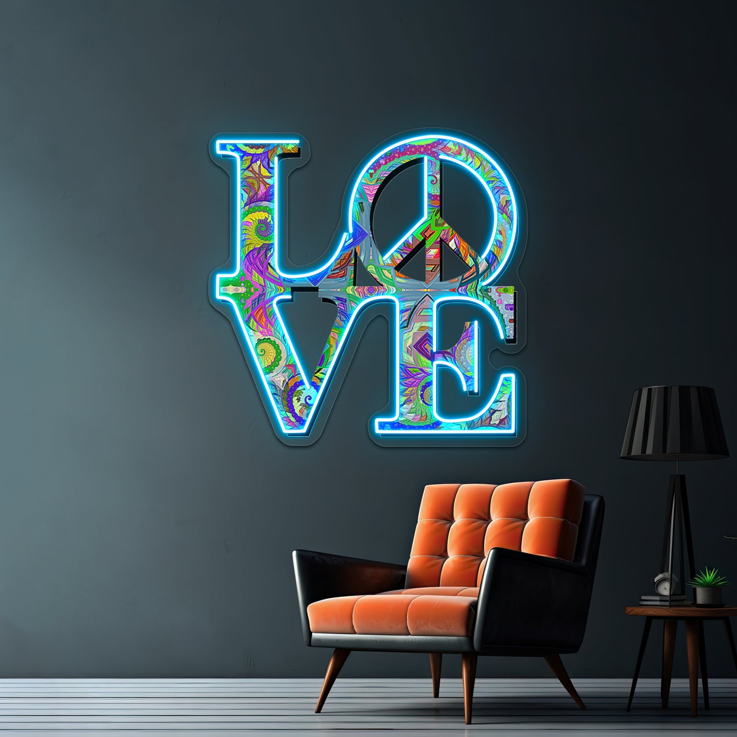 Psychedelic Love And Peace Artwork Led Signs For Bedroom