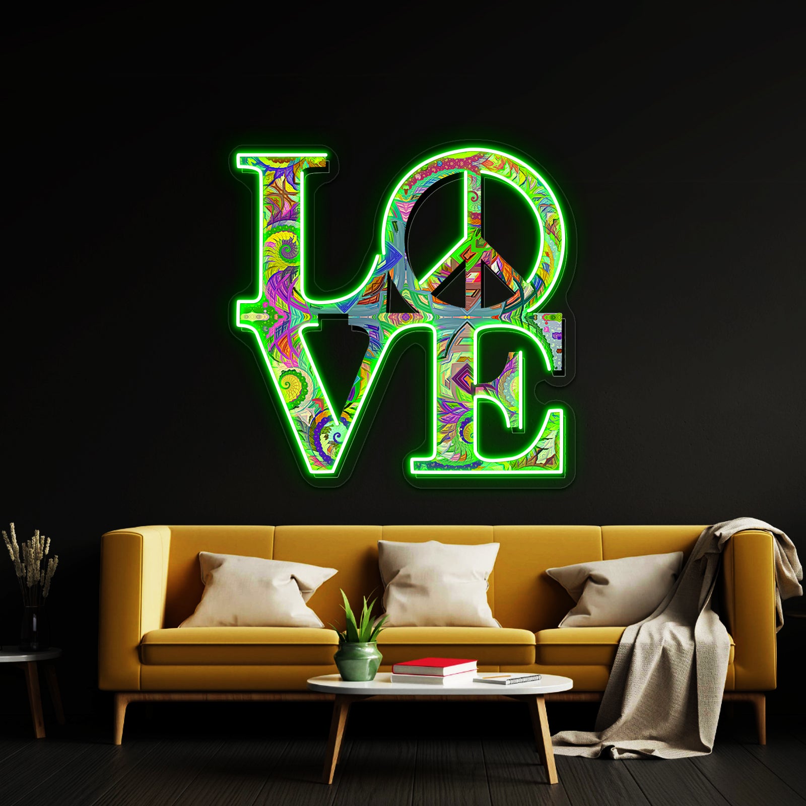 Psychedelic Love And Peace Artwork Led Signs For Bedroom | Shineneon