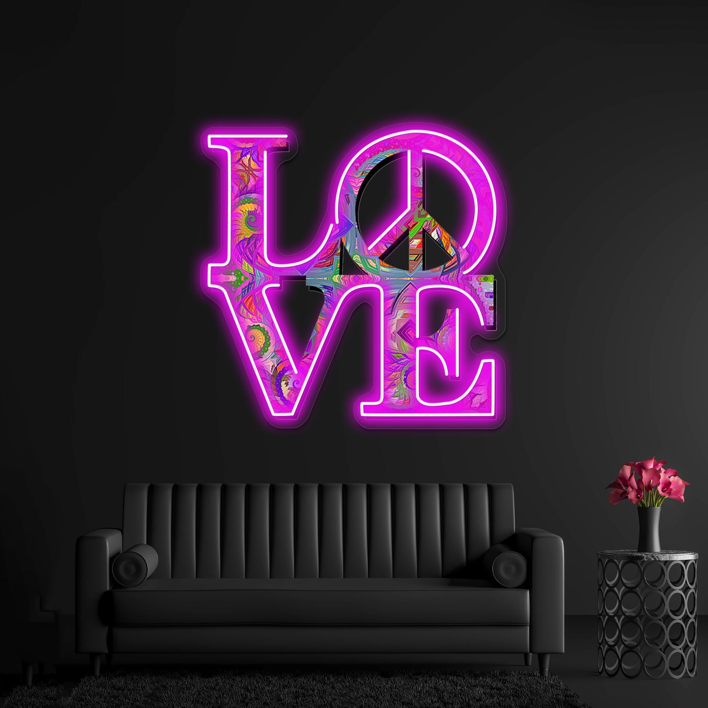 Psychedelic Love And Peace Artwork Led Signs For Bedroom