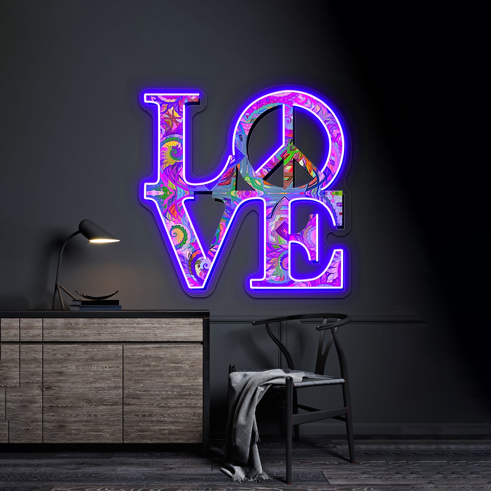 Psychedelic Love And Peace Artwork Led Signs For Bedroom | Shineneon