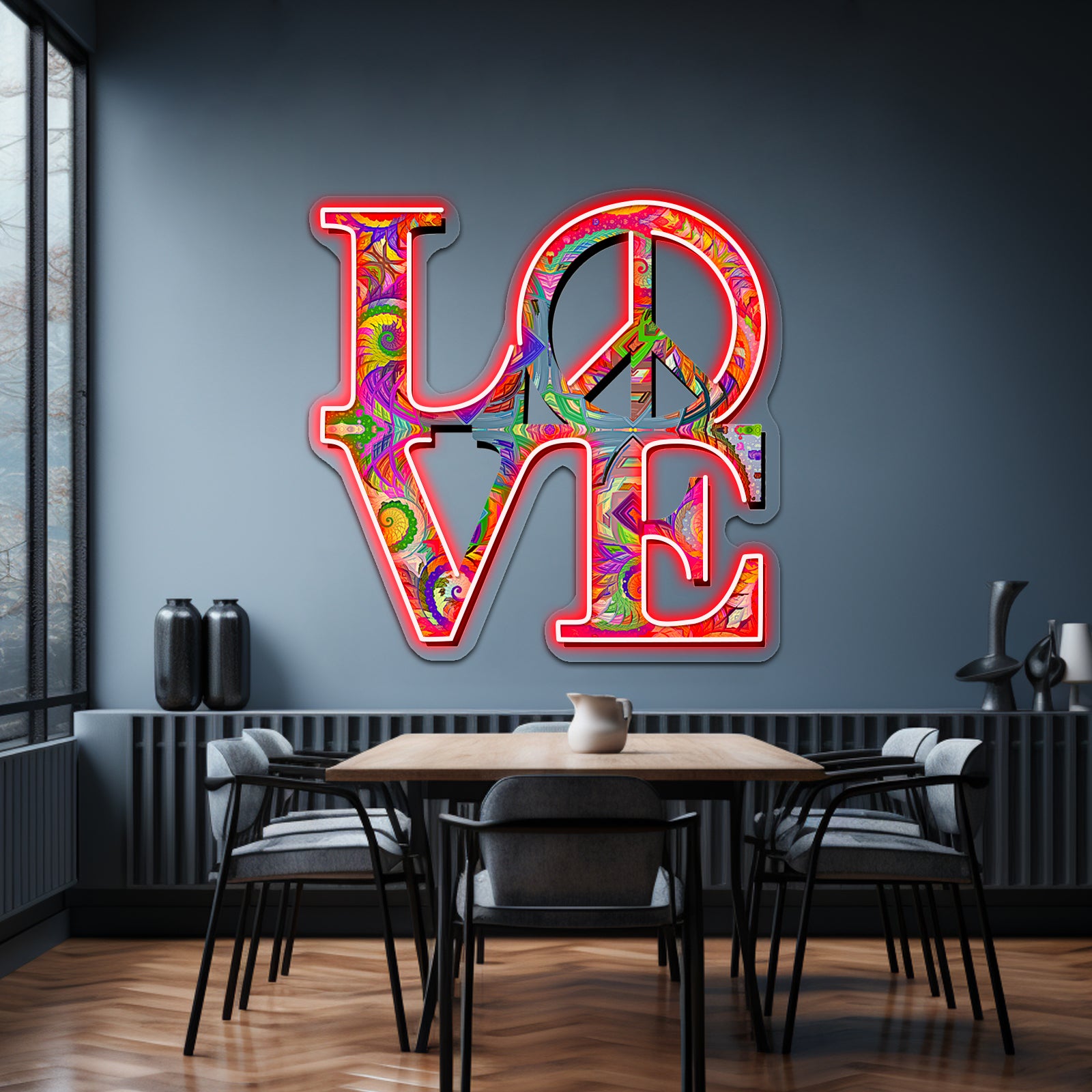 Psychedelic Love And Peace Artwork Led Signs For Bedroom | Shineneon