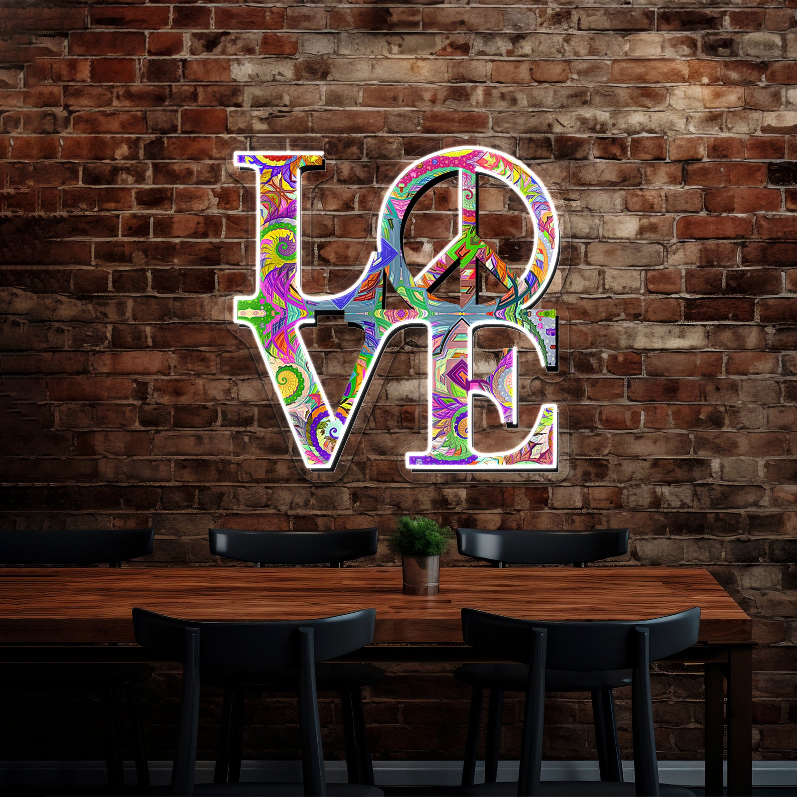 Psychedelic Love And Peace Artwork Led Signs For Bedroom | Shineneon