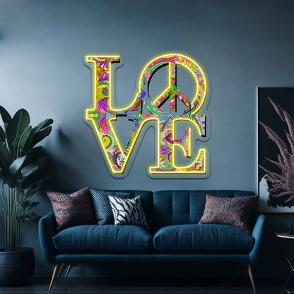 Psychedelic Love And Peace Artwork Led Signs For Bedroom