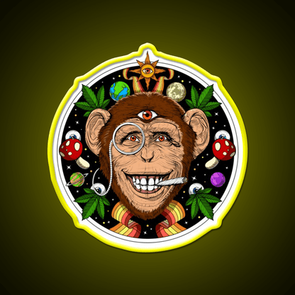 Psychedelic Monkey Stoner Hemp Inspired Green Leaf Led Neon Sign Rgb Color - Shineneon