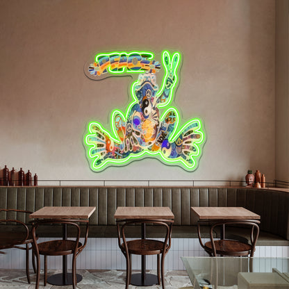 Psychedelic Peace Frog Wall Artwork Neon Signs