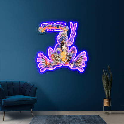 Psychedelic Peace Frog Wall Artwork Neon Signs