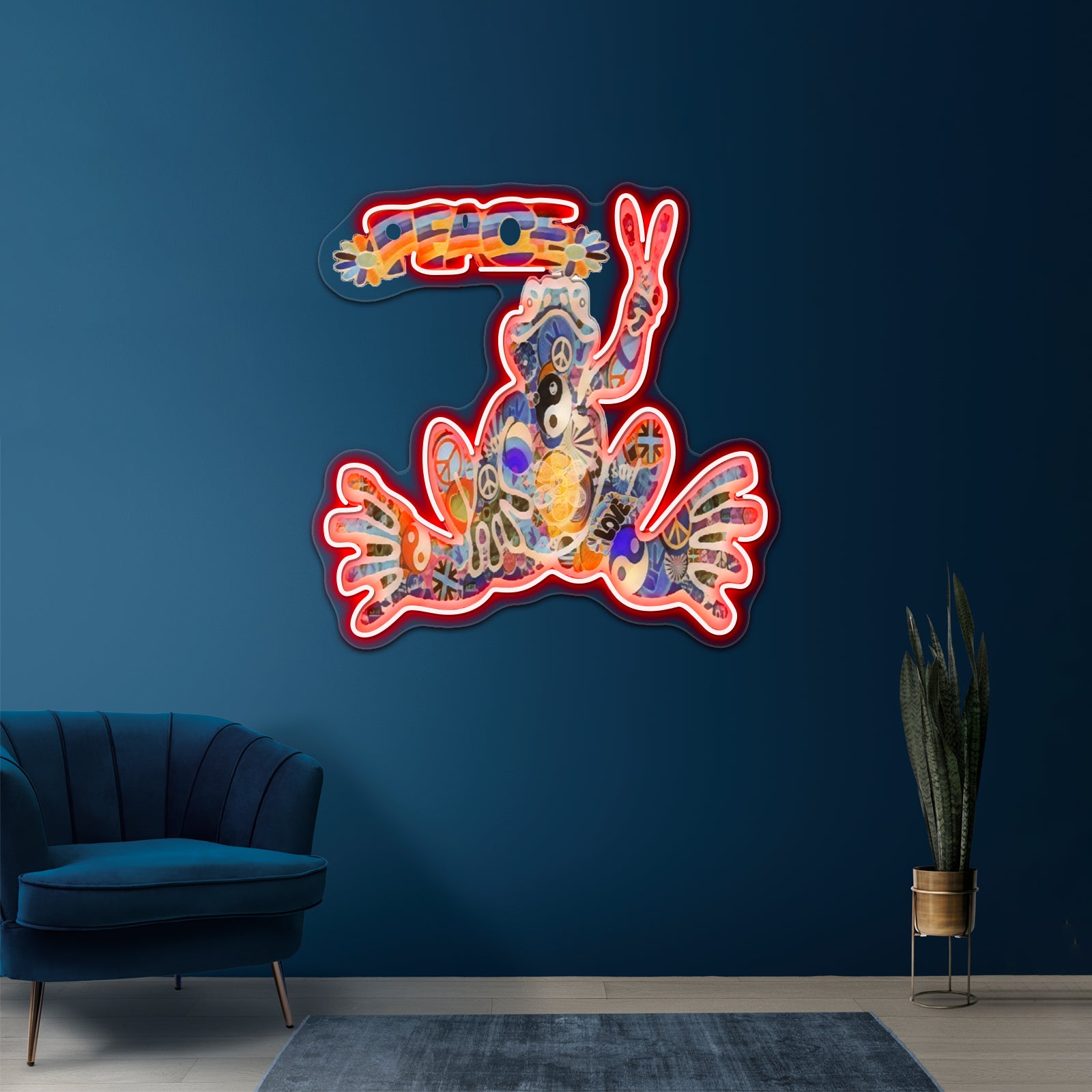 Psychedelic Peace Frog Wall Artwork Neon Signs | Shineneon