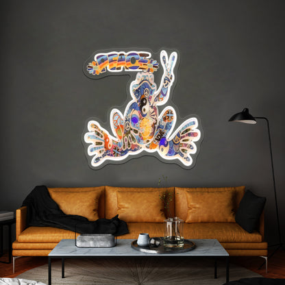 Psychedelic Peace Frog Wall Artwork Neon Signs