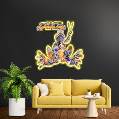 Psychedelic Peace Frog Wall Artwork Neon Signs