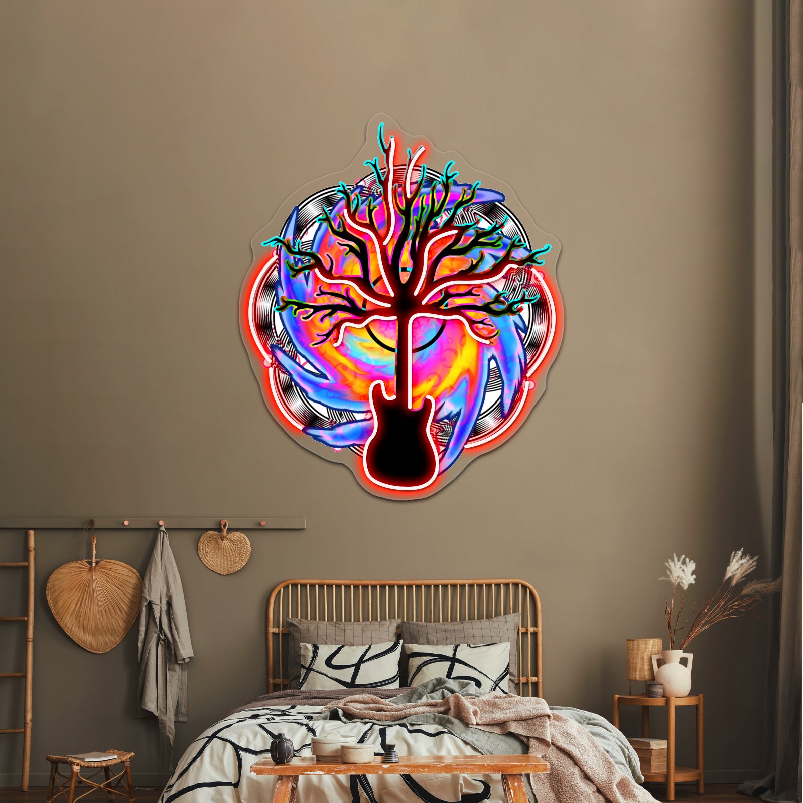Psychedelic Sonic Cyclone Surreal Guitar Tree Art Wall Artwork Neon Signs | Shineneon