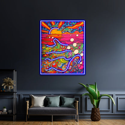 Psychedelic Trippy Hippy Colorful Illustration Wall Artwork Neon Signs | Shineneon