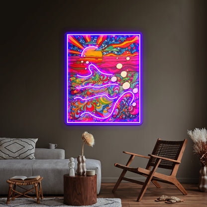 Psychedelic Trippy Hippy Colorful Illustration Wall Artwork Neon Signs | Shineneon