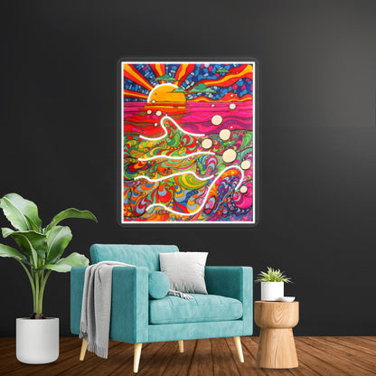 Psychedelic Trippy Hippy Colorful Illustration Wall Artwork Neon Signs | Shineneon