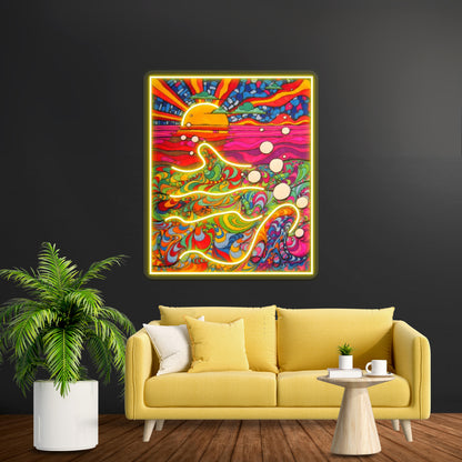 Psychedelic Trippy Hippy Colorful Illustration Wall Artwork Neon Signs | Shineneon