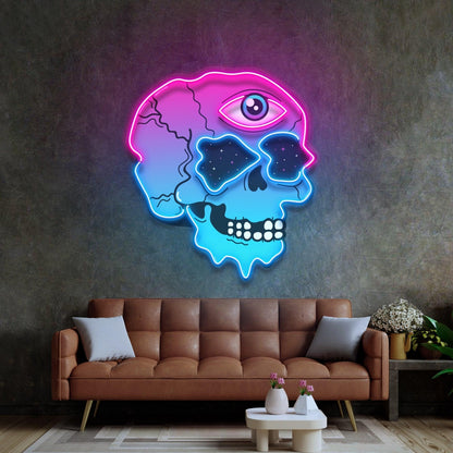 Psychedelic Trippy Skull With Starry Eyes Uv Printed Led Neon Sign For Room Decor | Shineneon