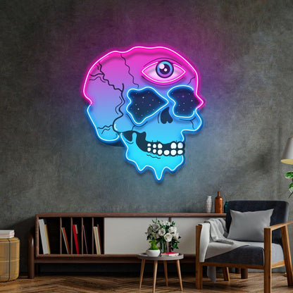 Psychedelic Trippy Skull With Starry Eyes Uv Printed Led Neon Sign For Room Decor | Shineneon