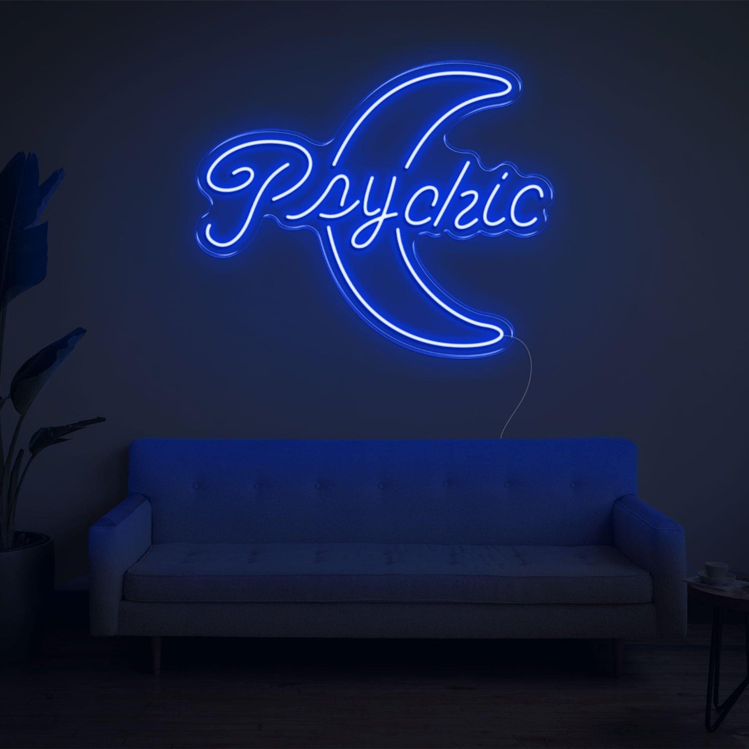Psychic Moon Blue Led Neon Sign For Mystic Indoor Wall Decor | Shineneon