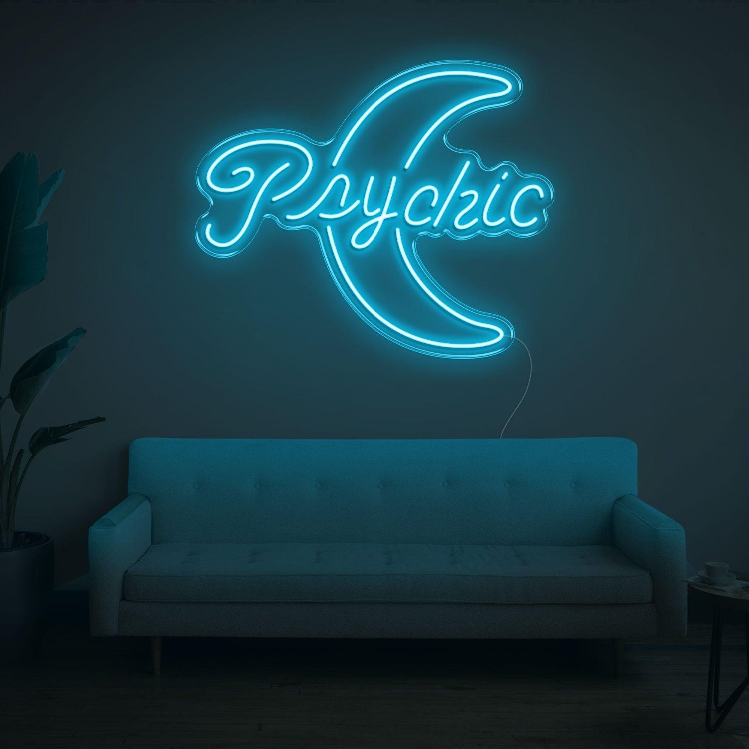 Psychic Moon Blue Led Neon Sign For Mystic Indoor Wall Decor | Shineneon