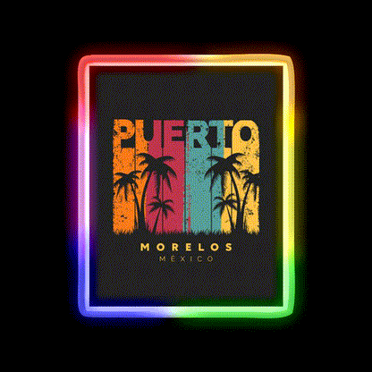 Puerto Morelos Party Drink Tequila Led Neon Sign Rgb Color - LED neon sign close-up detail