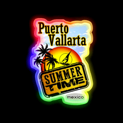 Puerto Vallarta Mexico Party Drink Tequila Led Neon Sign Rgb Color - LED neon sign close-up detail