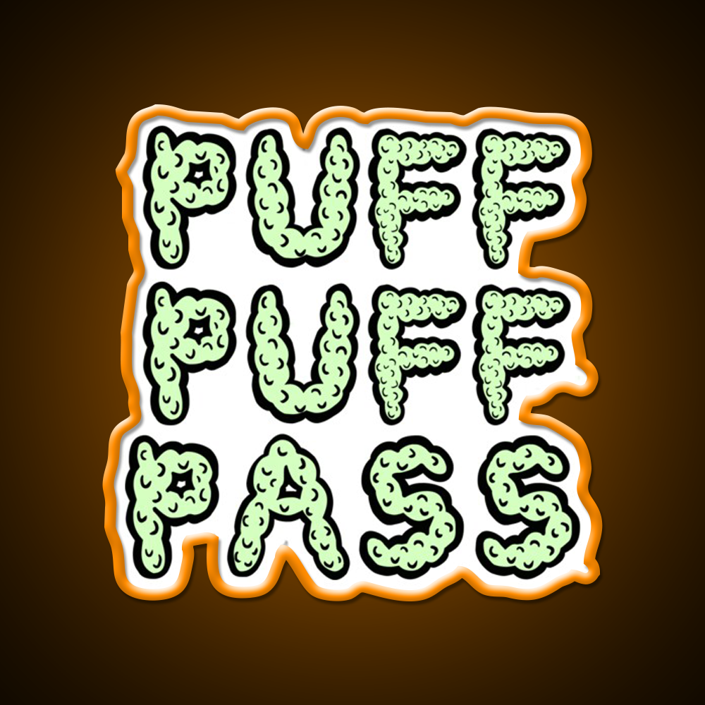Puff Puff Pass Base Hemp Inspired Green Leaf Led Neon Sign Rgb Color - LED neon sign view 6