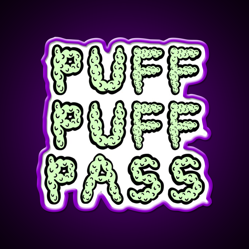 Puff Puff Pass Base Hemp Inspired Green Leaf Led Neon Sign Rgb Color - LED neon sign view 9