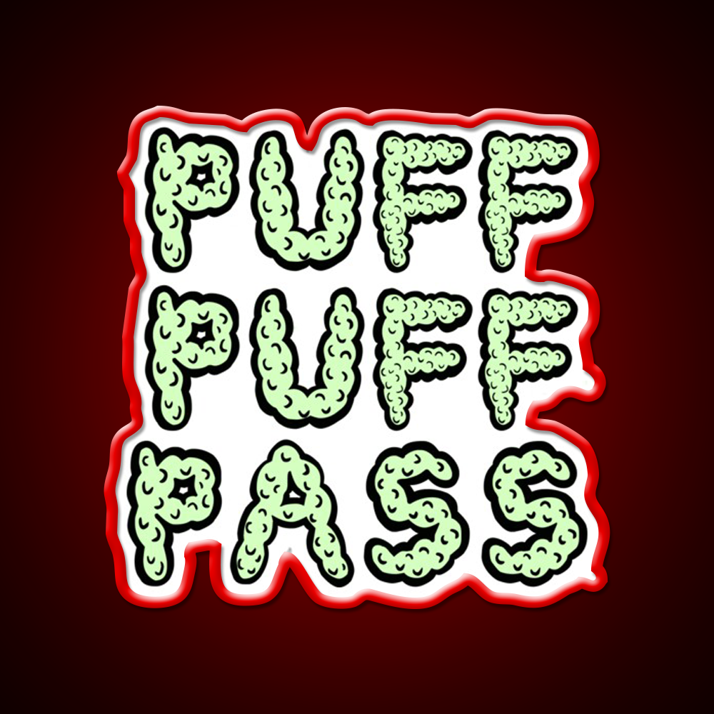 Puff Puff Pass Base Hemp Inspired Green Leaf Led Neon Sign Rgb Color - LED neon sign view 10