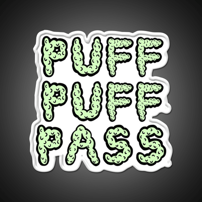 Puff Puff Pass Base Hemp Inspired Green Leaf Led Neon Sign Rgb Color - Shineneon