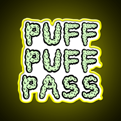 Puff Puff Pass Base Hemp Inspired Green Leaf Led Neon Sign Rgb Color - Shineneon