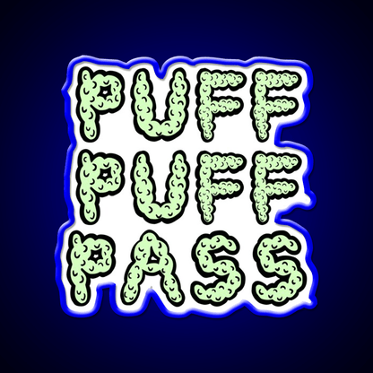 Puff Puff Pass Base Hemp Inspired Green Leaf Led Neon Sign Rgb Color - Shineneon