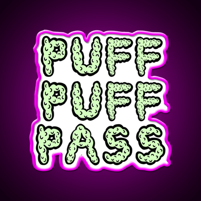 Puff Puff Pass Base Hemp Inspired Green Leaf Led Neon Sign Rgb Color - Shineneon