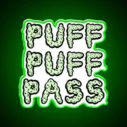 Puff Puff Pass Base Hemp Inspired Green Leaf Led Neon Sign Rgb Color - Shineneon