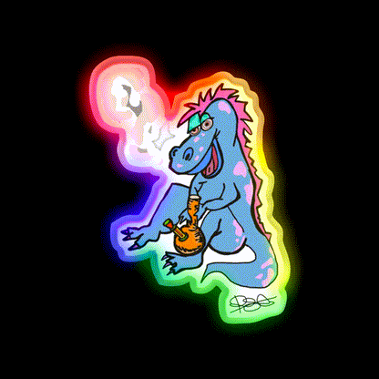 Puff The Dino Hemp Inspired Green Leaf Led Neon Sign Rgb Color - LED neon sign close-up detail