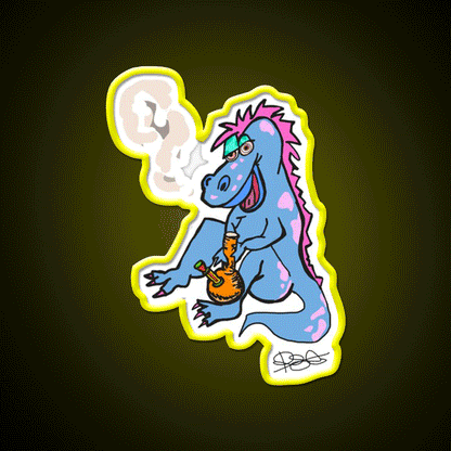 Puff The Dino Hemp Inspired Green Leaf Led Neon Sign Rgb Color - Custom LED neon sign front view